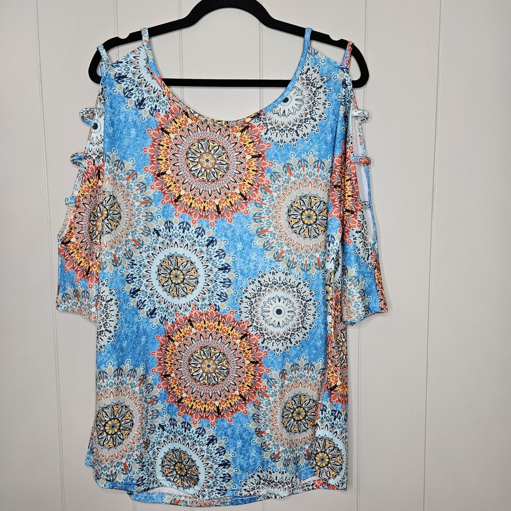 Roshop Top Women's‎ Strap Sleeves Vibrant Colors Size Large